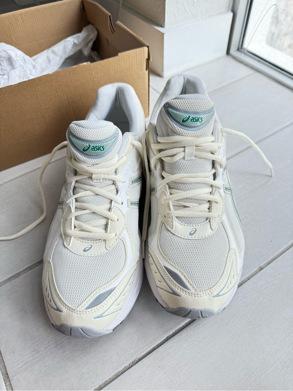ASICS White Athletic Sneaker with Cream Laces - Picture 7 of 9